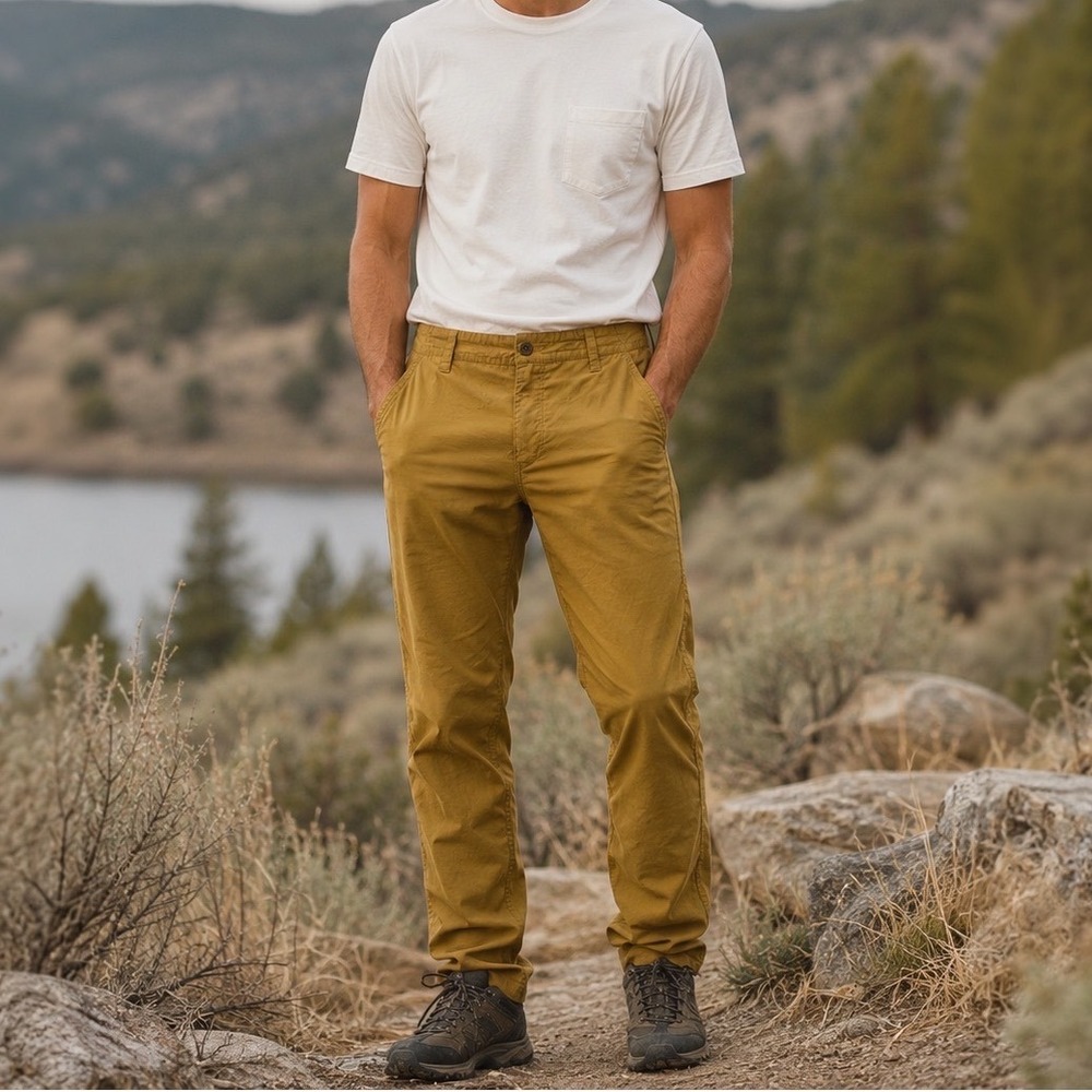 Huckberry Proof Passport Travel Pants Mens 31 Camel Canvas Chino